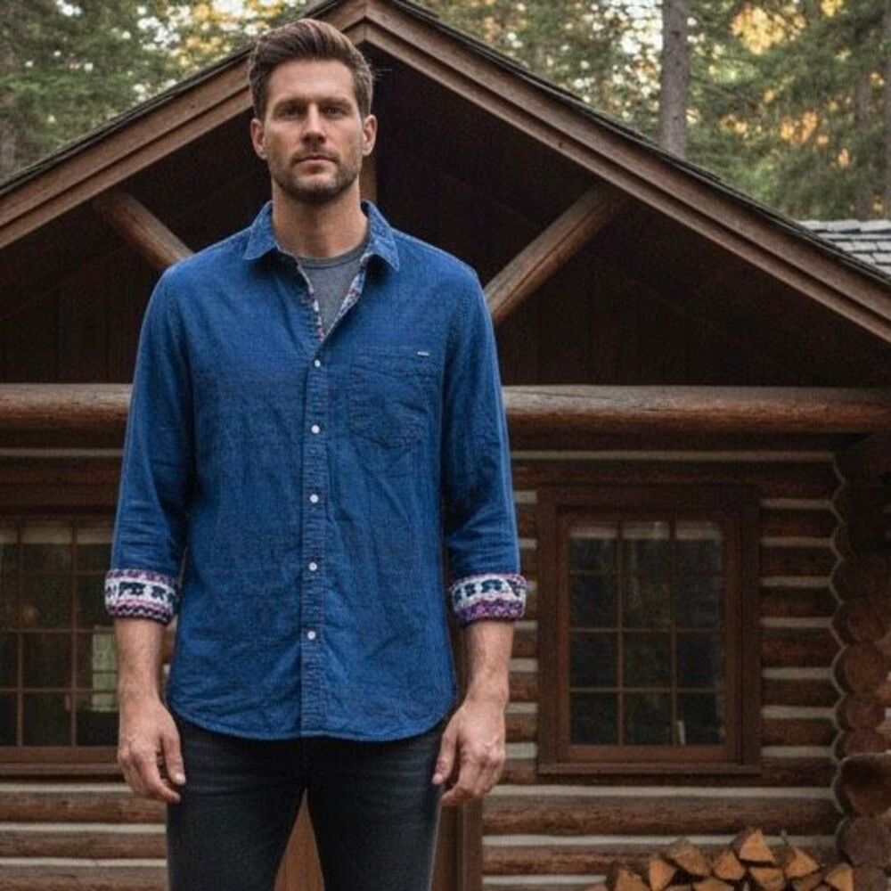 Chubbies Blue Button‎ Up Shirt Mens Medium Pattern Casual